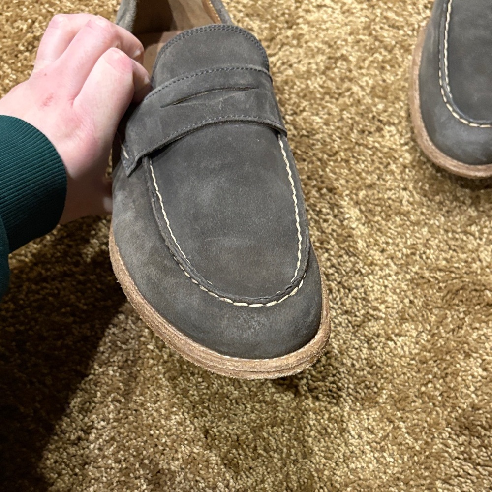 Frye Tyler Suede Penny Loafers in Charcoal Sz 10 - Picture 7 of 9
